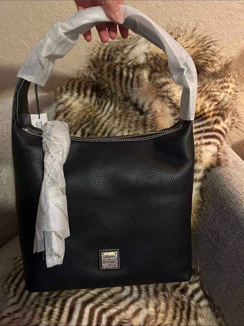 Dooney & Bourke Black Pebble Leather Shoulder Bag